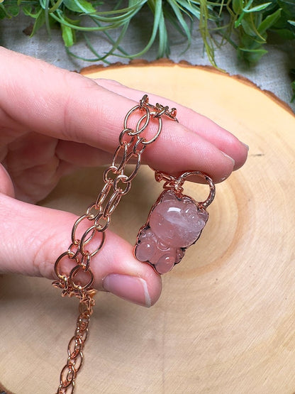 Rose Quartz Hello Kitty Necklace – Necklace