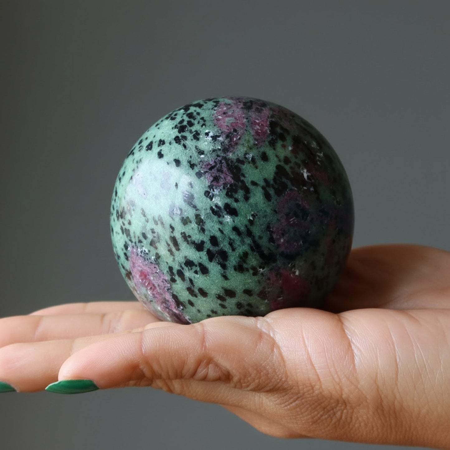 Ruby Zoisite Crystal Sphere | Natural Ruby in Zoisite Stone – Balls