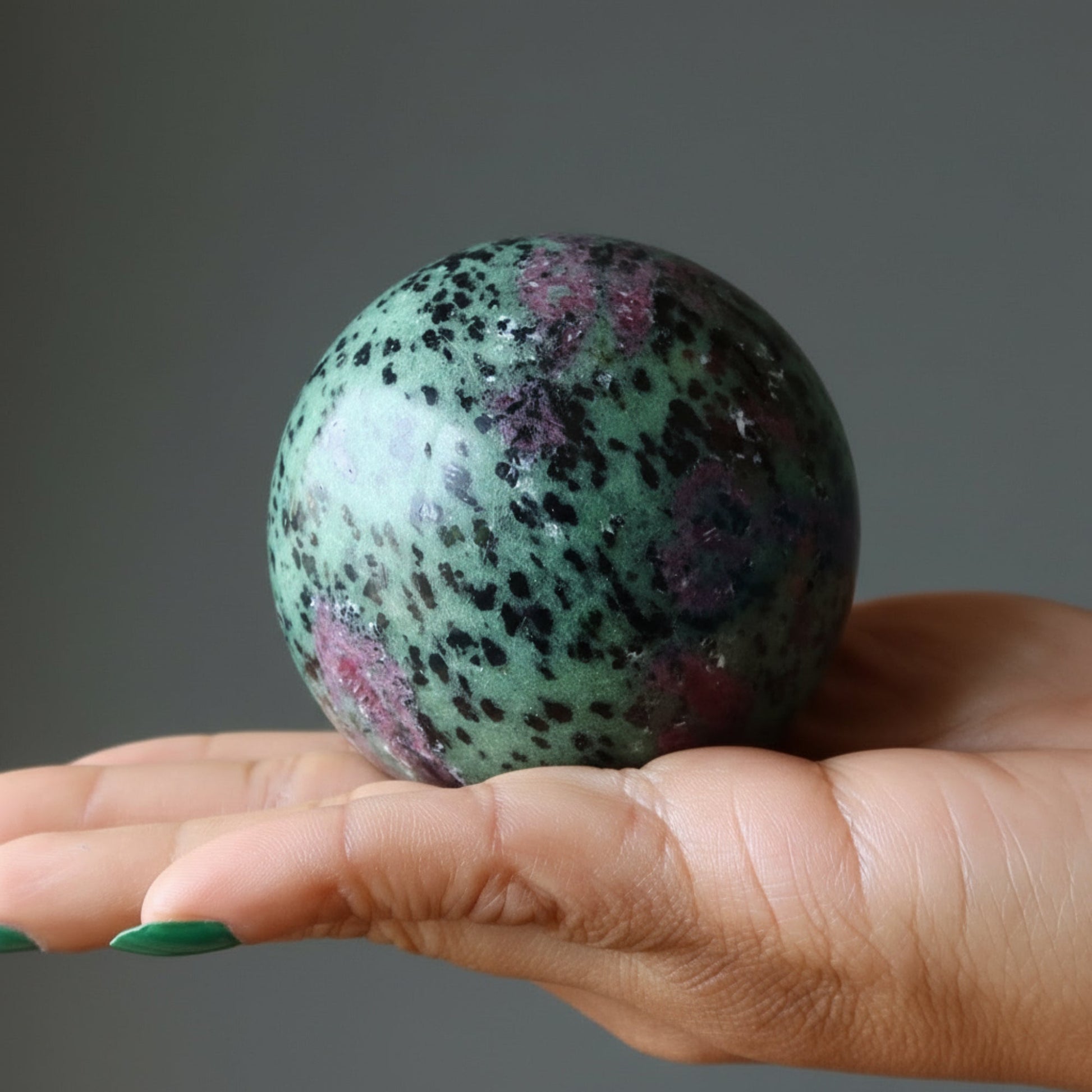 Ruby Zoisite Crystal Sphere | Natural Ruby in Zoisite Stone – Balls