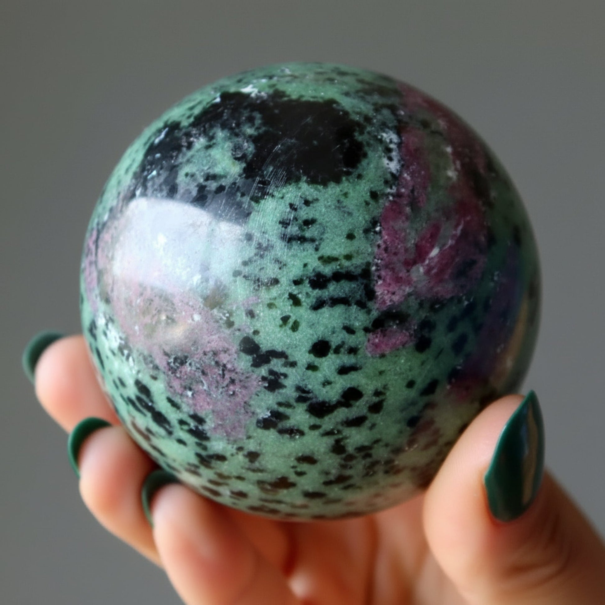 Ruby Zoisite Crystal Sphere | Natural Ruby in Zoisite Stone – Balls