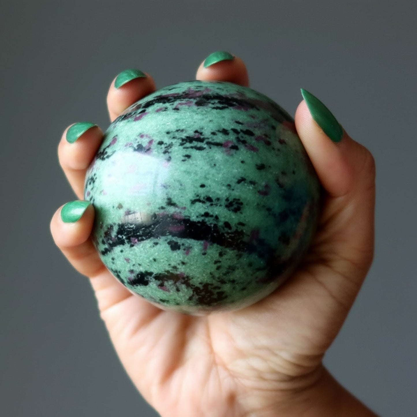 Ruby Zoisite Crystal Sphere | Natural Ruby in Zoisite Stone – Balls