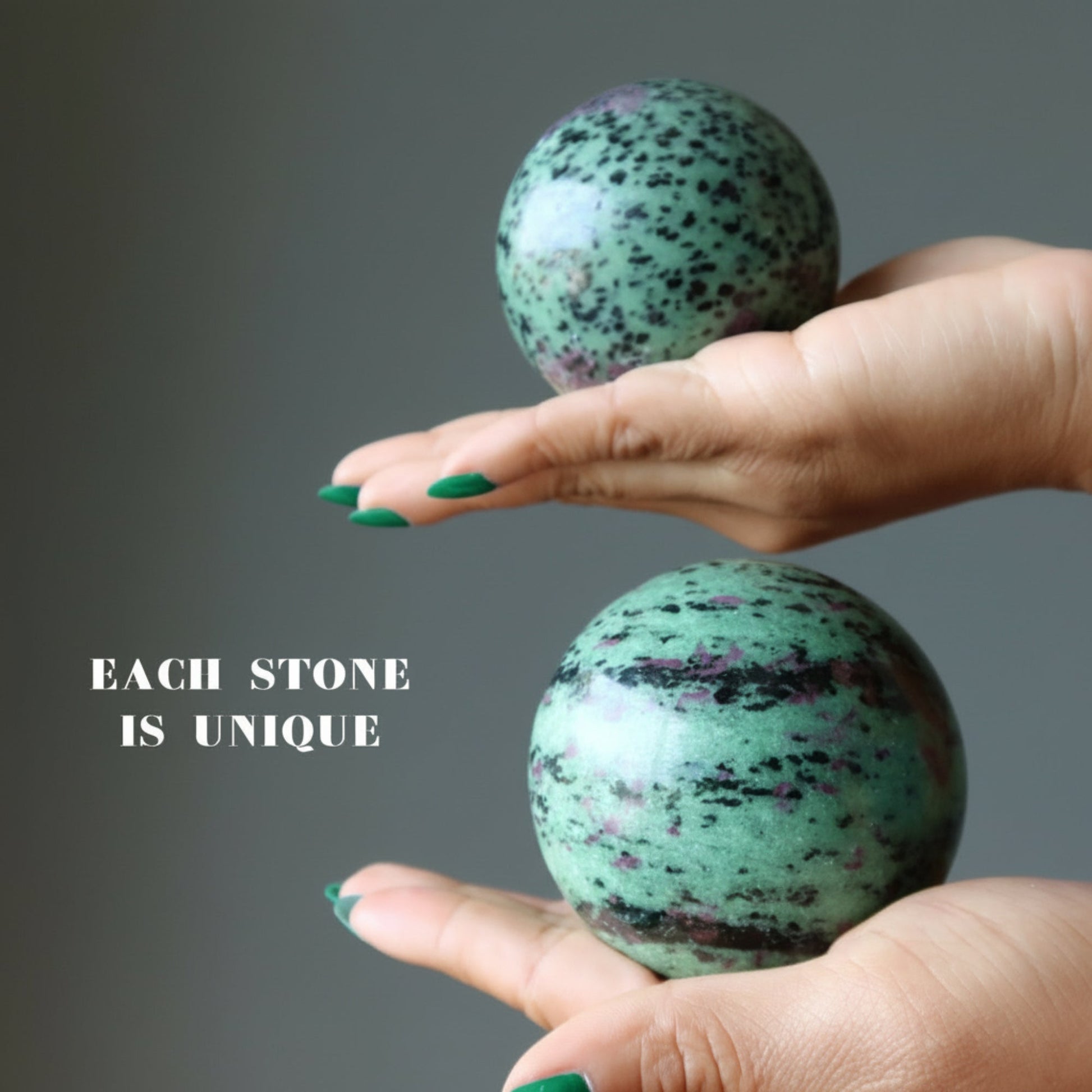 Ruby Zoisite Crystal Sphere | Natural Ruby in Zoisite Stone – Balls