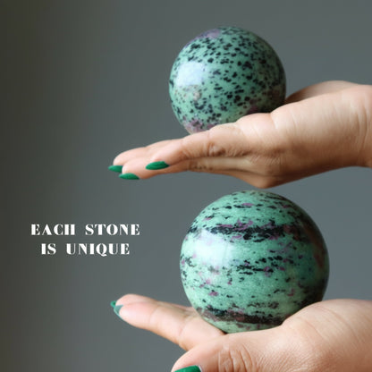Ruby Zoisite Crystal Sphere | Natural Ruby in Zoisite Stone – Balls