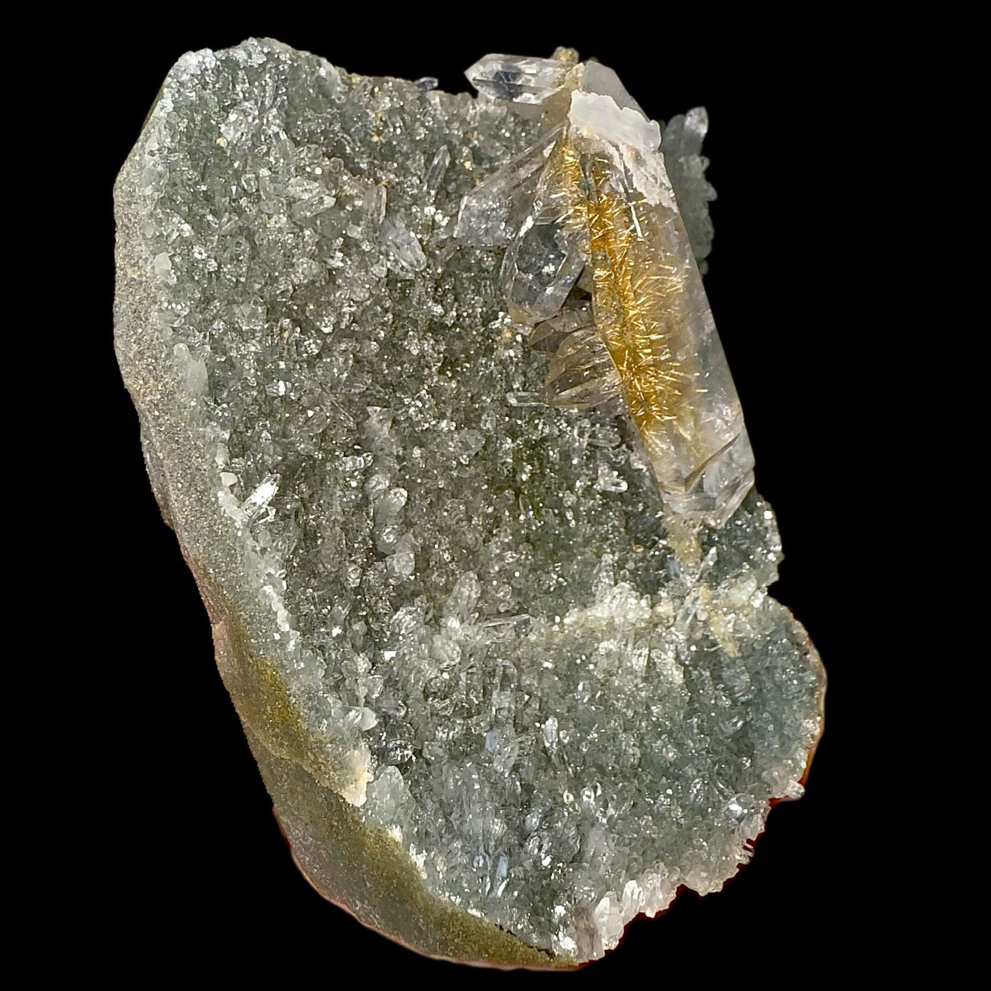 Rutile in Clear Quartz on Chlorite | SELF STANDING | High Quality Mineral | Indian Mineral | Superb Minerals | Collectors Piece – Rutile