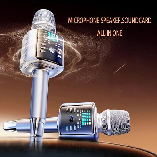 ZenMuz Wireless Bluetooth Karaoke Microphone with Speaker – Silver