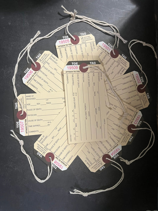 Mortuary Toe Tags –