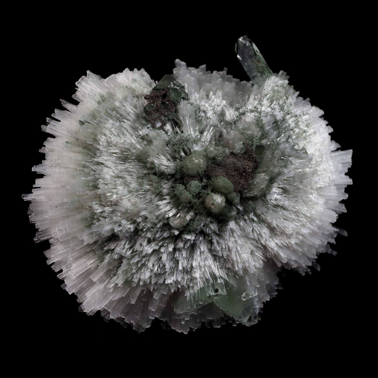 Scolecite Ball with Green Apophyllite Natural Mineral Specimen  # B 4526