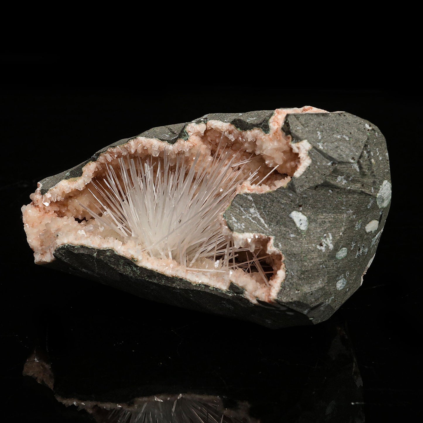 Scolecite in Heulandite Geode Natural Mineral Specimen # B 6771
