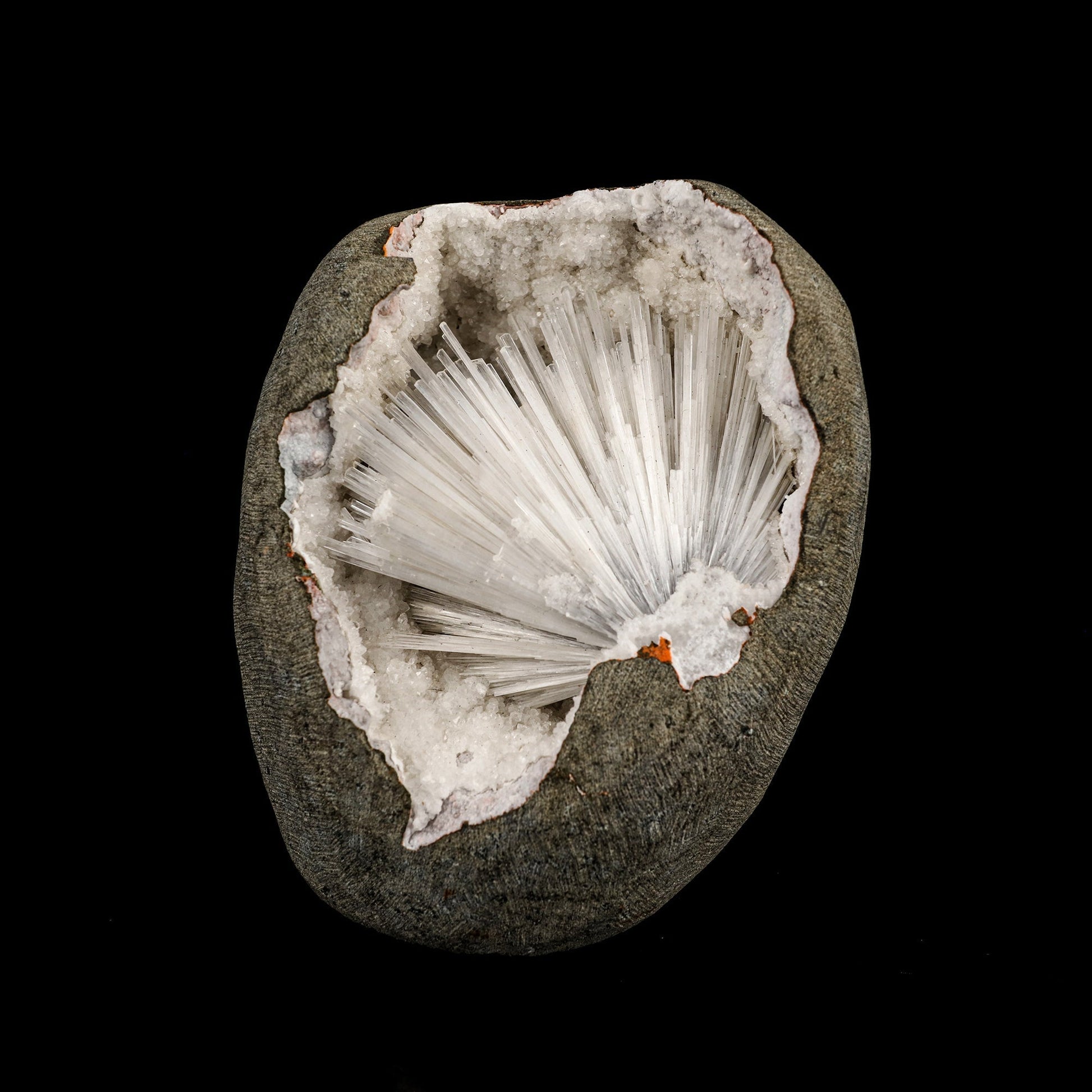 Scolecite Spray Inside MM Quartz Geode Natural Mineral Specimen – Scolecite