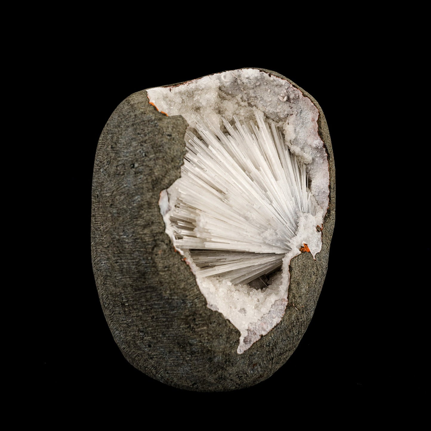 Scolecite Spray Inside MM Quartz Geode Natural Mineral Specimen – Scolecite