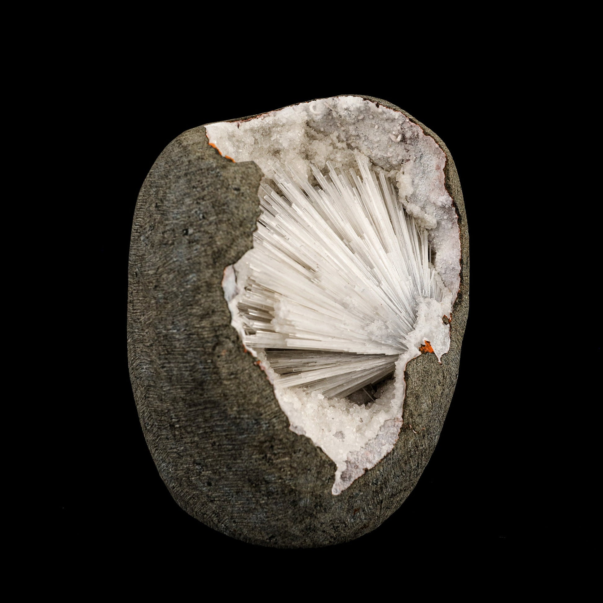 Scolecite Spray Inside MM Quartz Geode Natural Mineral Specimen – Scolecite