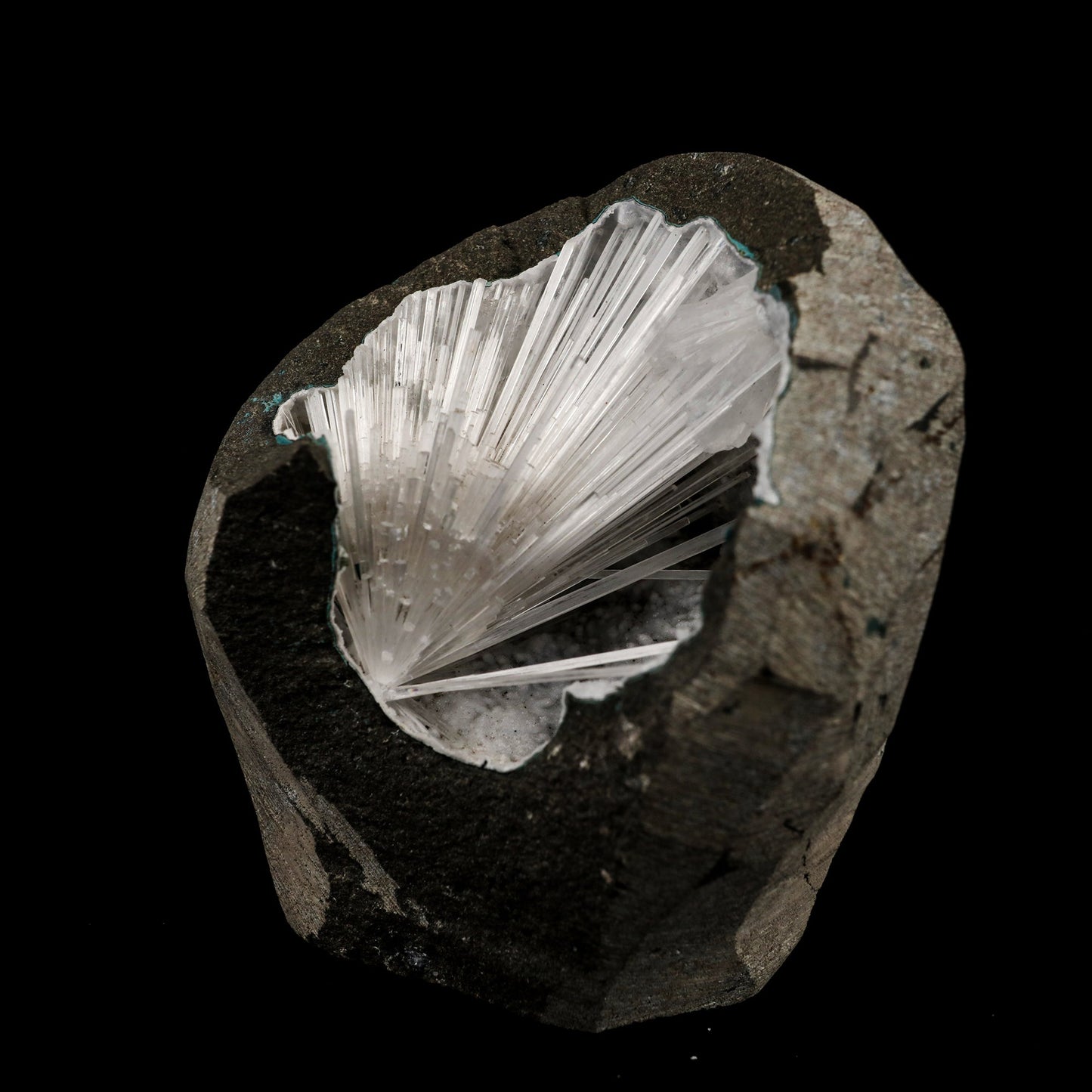 Scolecite Spray Inside MM Quartz Geode Natural Mineral Specimen # B 6410 – Scolecite