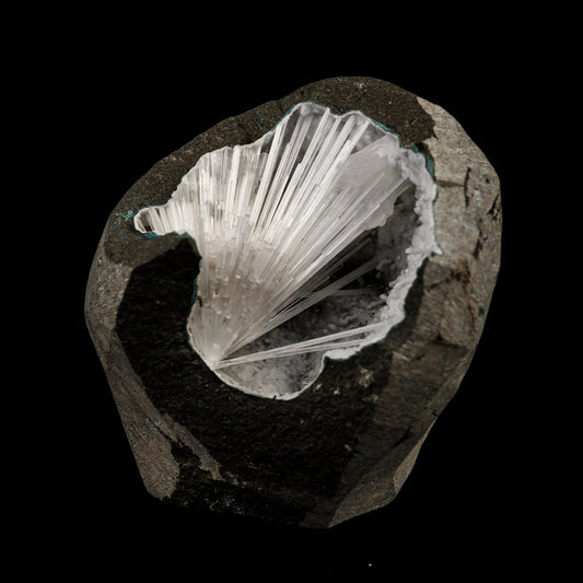 Scolecite Spray Inside MM Quartz Geode Natural Mineral Specimen # B 6410 – Scolecite