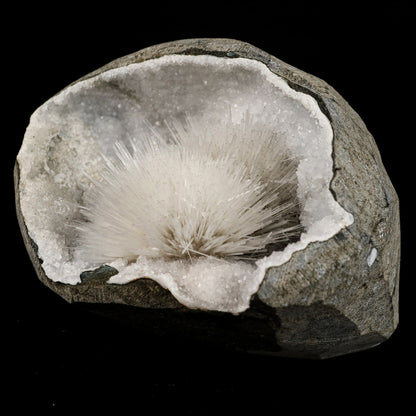 Scolecite Spray Inside MM Quartz Geode Natural Mineral Specimen – Scolecite