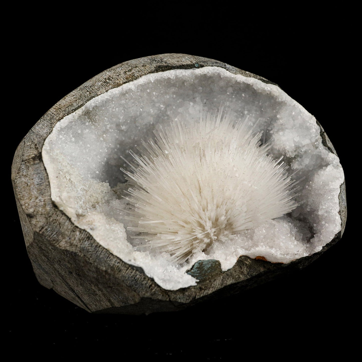 Scolecite Spray Inside MM Quartz Geode Natural Mineral Specimen – Scolecite