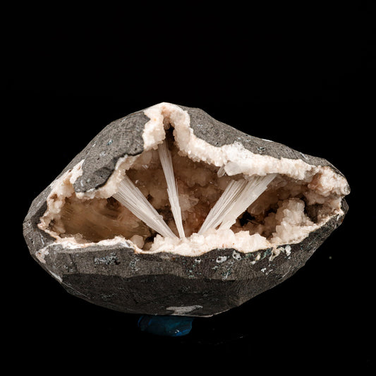 Scolecite Sprays Inside Heulandite Geode Natural Mineral Specimen – Scolecite