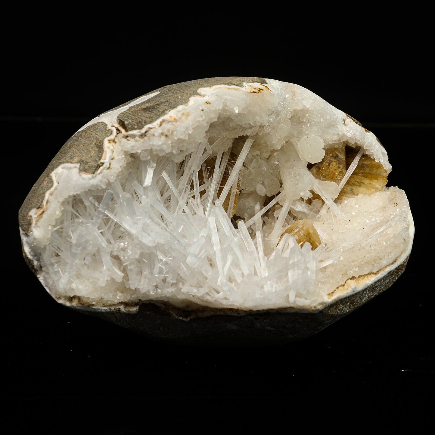 Scolecite with Heulandite in Geode Natural Mineral Specimen # B 6766
