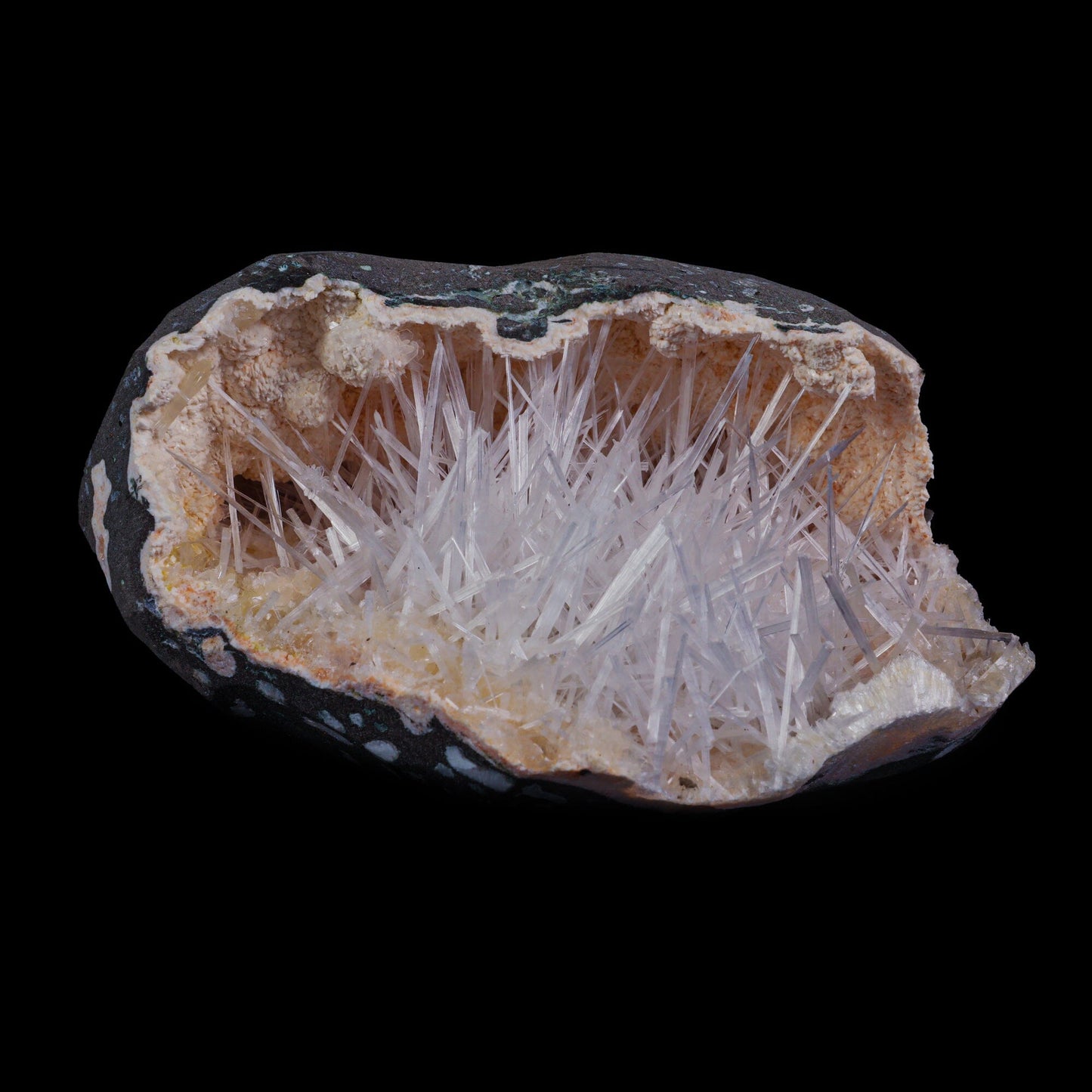 Scolecite with Heulandite in Geode Natural Mineral Specimen – Scoleccite