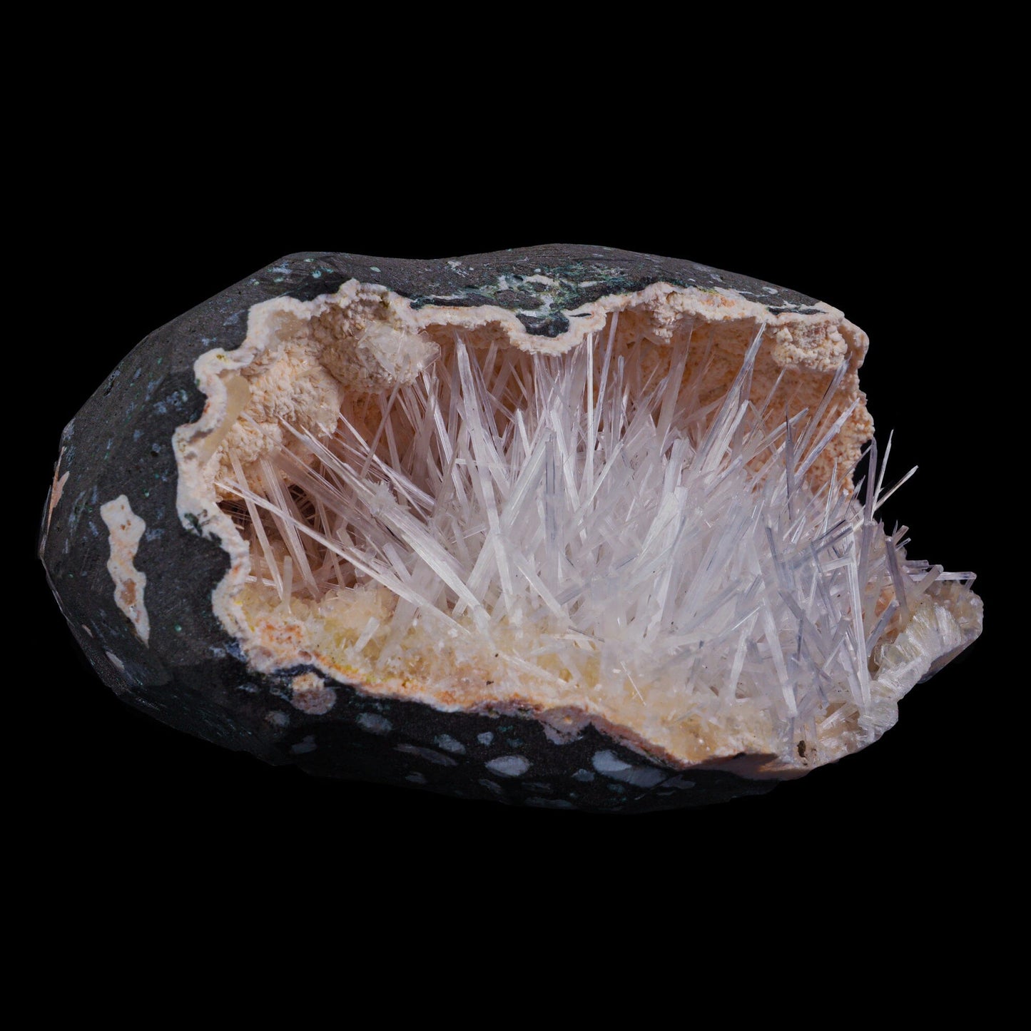 Scolecite with Heulandite in Geode Natural Mineral Specimen – Scoleccite