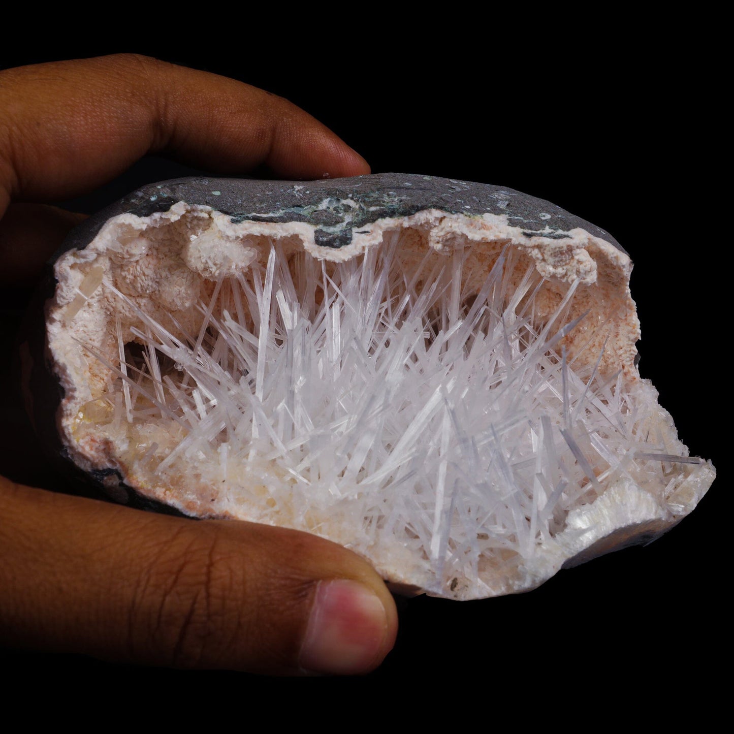 Scolecite with Heulandite in Geode Natural Mineral Specimen – Scoleccite