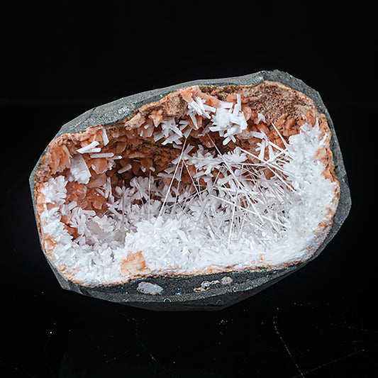 Scolecite with Laumontite in Heulandite Geode Natural Mineral Specimen – Scoleccite
