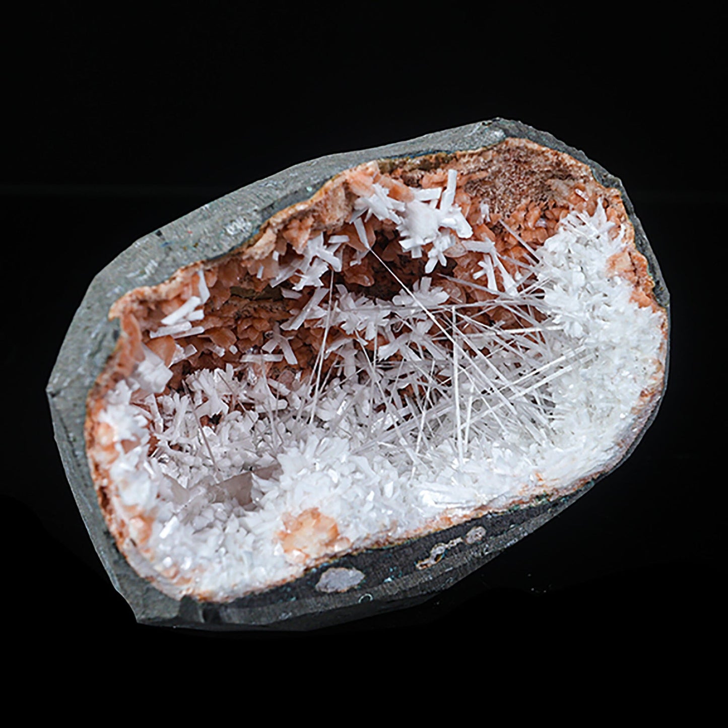 Scolecite with Laumontite in Heulandite Geode Natural Mineral Specimen – Scoleccite