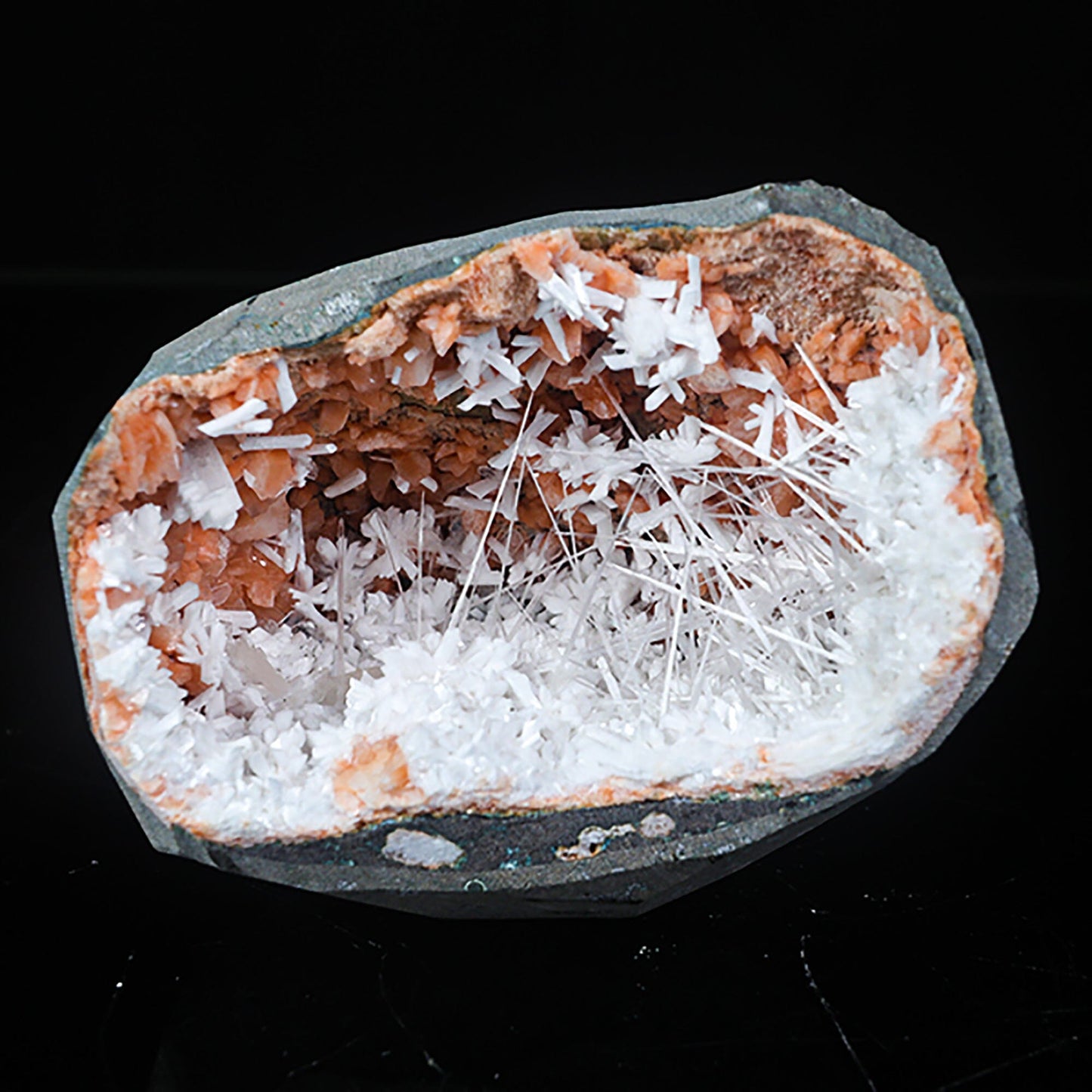 Scolecite with Laumontite in Heulandite Geode Natural Mineral Specimen – Scoleccite