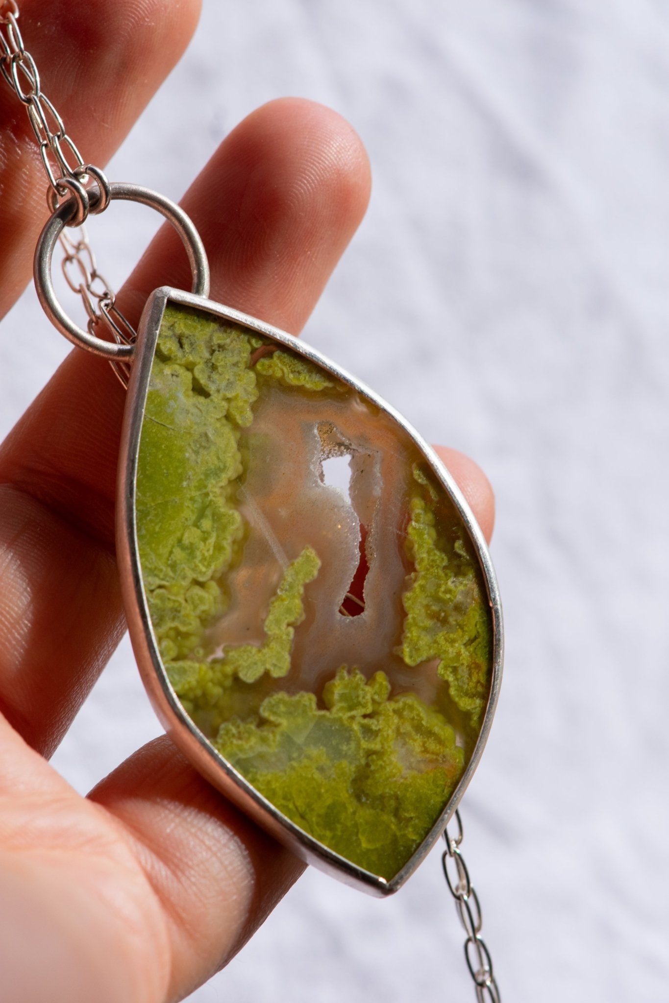 SINGING SISTERS GREEN OPAL NECKLACES – Left