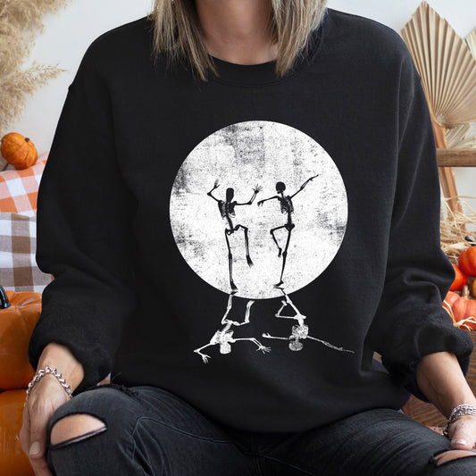 Skeleton Dancing Moon Halloween Sweatshirt