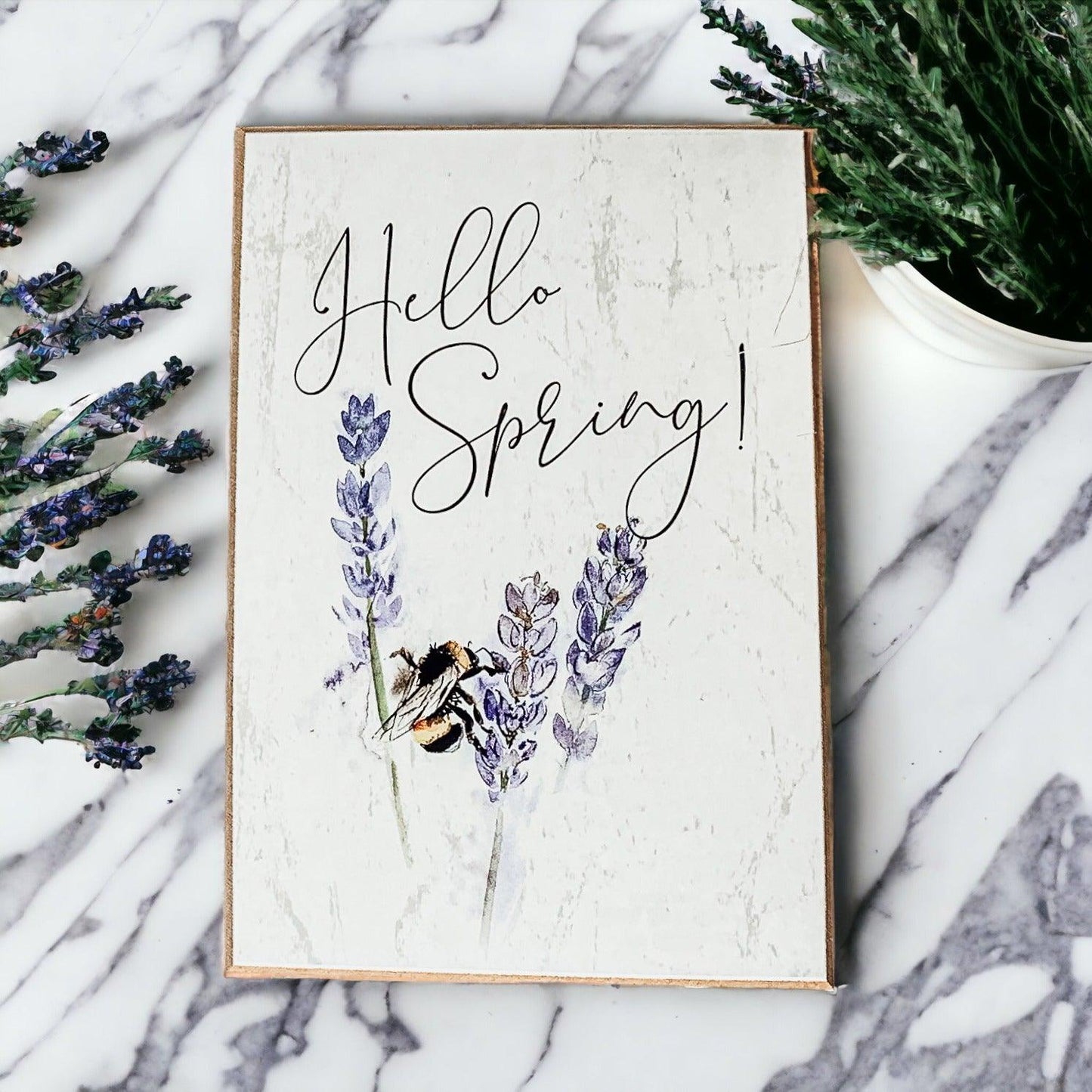 Hello Spring – wooden block sign
