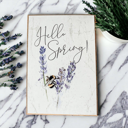 Hello Spring – wooden block sign