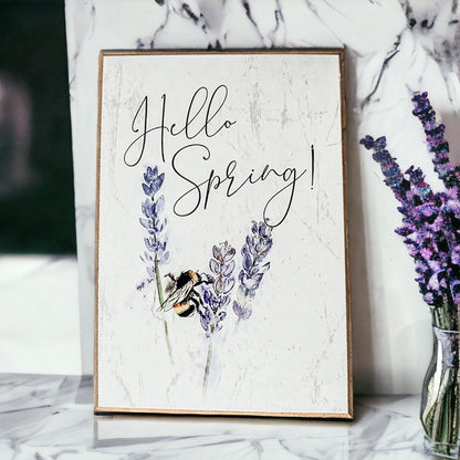 Hello Spring – wooden block sign