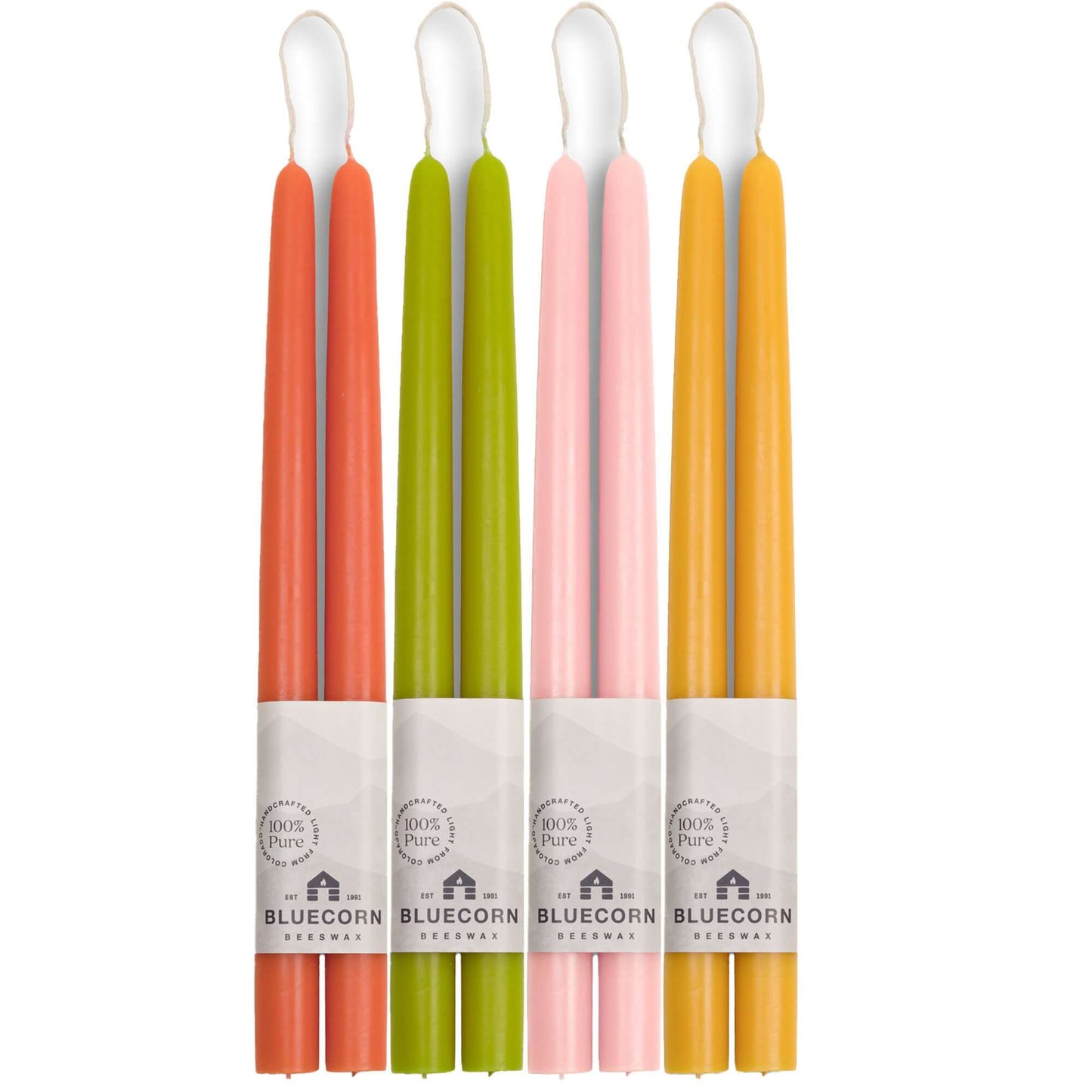 Spring Beeswax Taper Candle Bundle - Dusty Rose, Apricot, Pistachio & Raw – Candles - Tapers