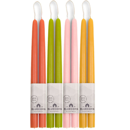 Spring Beeswax Taper Candle Bundle - Dusty Rose, Apricot, Pistachio & Raw – Candles - Tapers