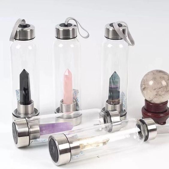 Crystal Infused Glass Water Bottle – 550ml