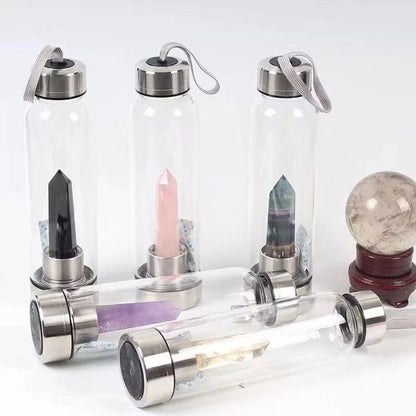 Crystal Infused Glass Water Bottle – 550ml