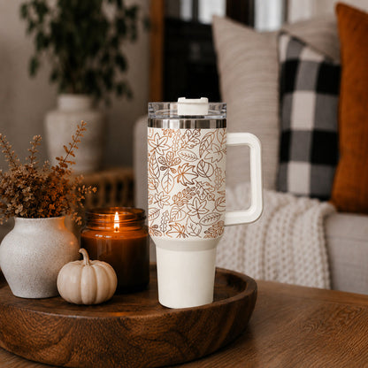 Fall Leaf 40oz Tumbler with Straw - Insulated Autumn Travel Cup