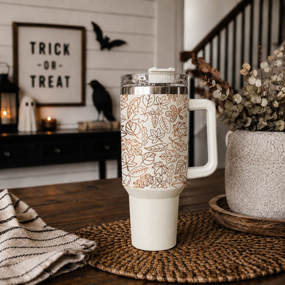 Fall Leaf 40oz Tumbler with Straw - Insulated Autumn Travel Cup