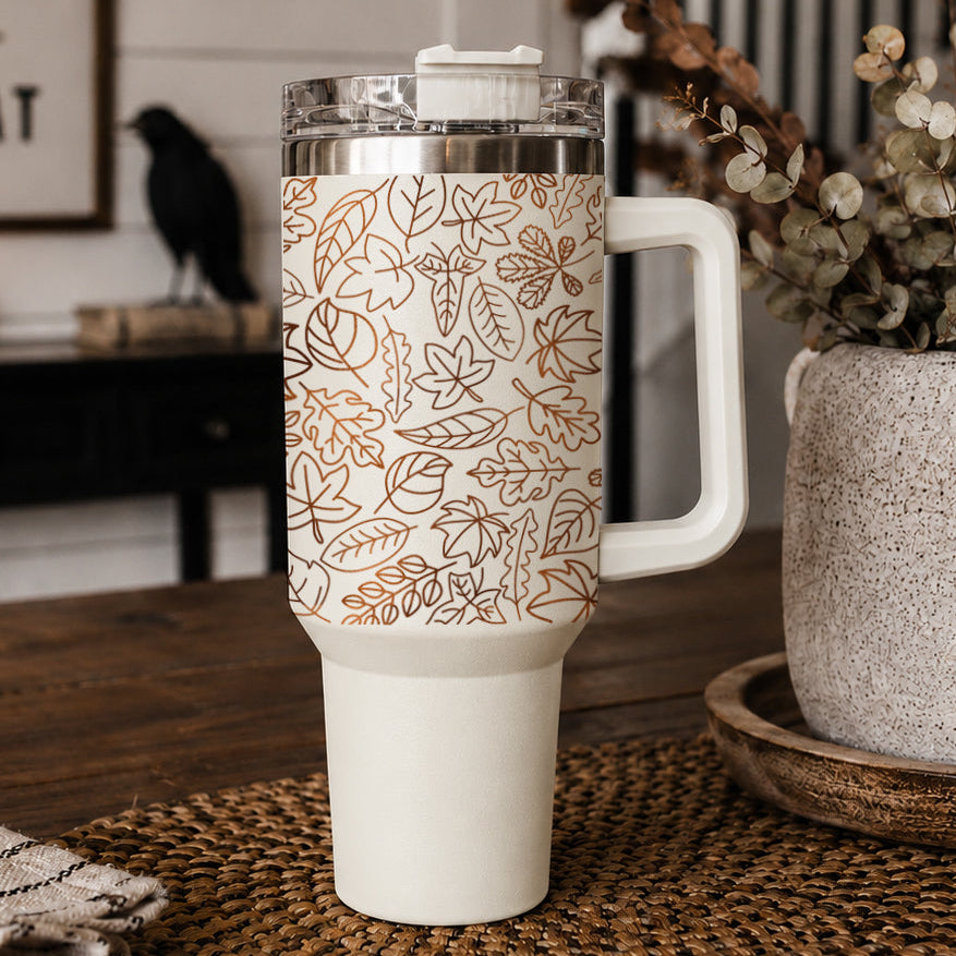 Fall Leaf 40oz Tumbler with Straw - Insulated Autumn Travel Cup
