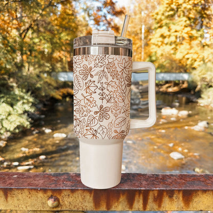 Fall Leaf 40oz Tumbler with Straw - Insulated Autumn Travel Cup