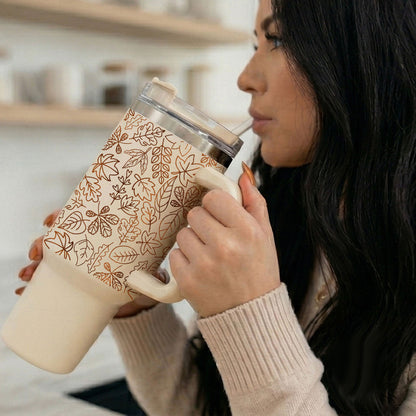 Fall Leaf 40oz Tumbler with Straw - Insulated Autumn Travel Cup