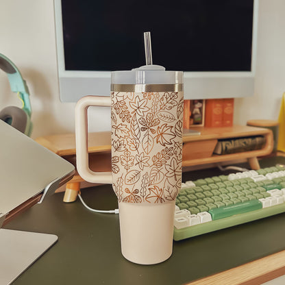 Fall Leaf 40oz Tumbler with Straw - Insulated Autumn Travel Cup