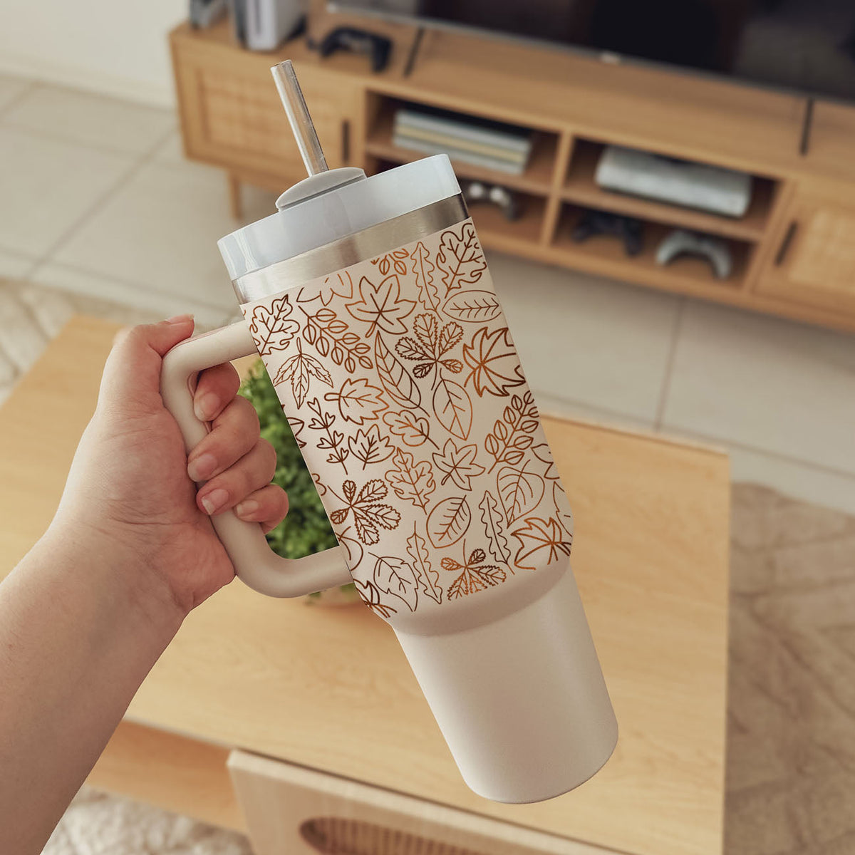 Fall Leaf 40oz Tumbler with Straw - Insulated Autumn Travel Cup