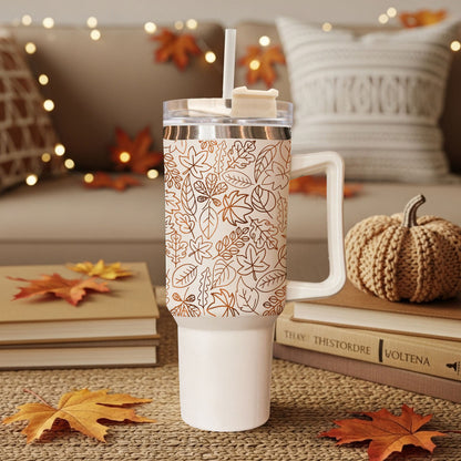 Fall Leaf 40oz Tumbler with Straw - Insulated Autumn Travel Cup