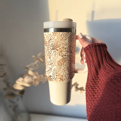 Fall Leaf 40oz Tumbler with Straw - Insulated Autumn Travel Cup