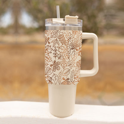 Fall Leaf 40oz Tumbler with Straw - Insulated Autumn Travel Cup