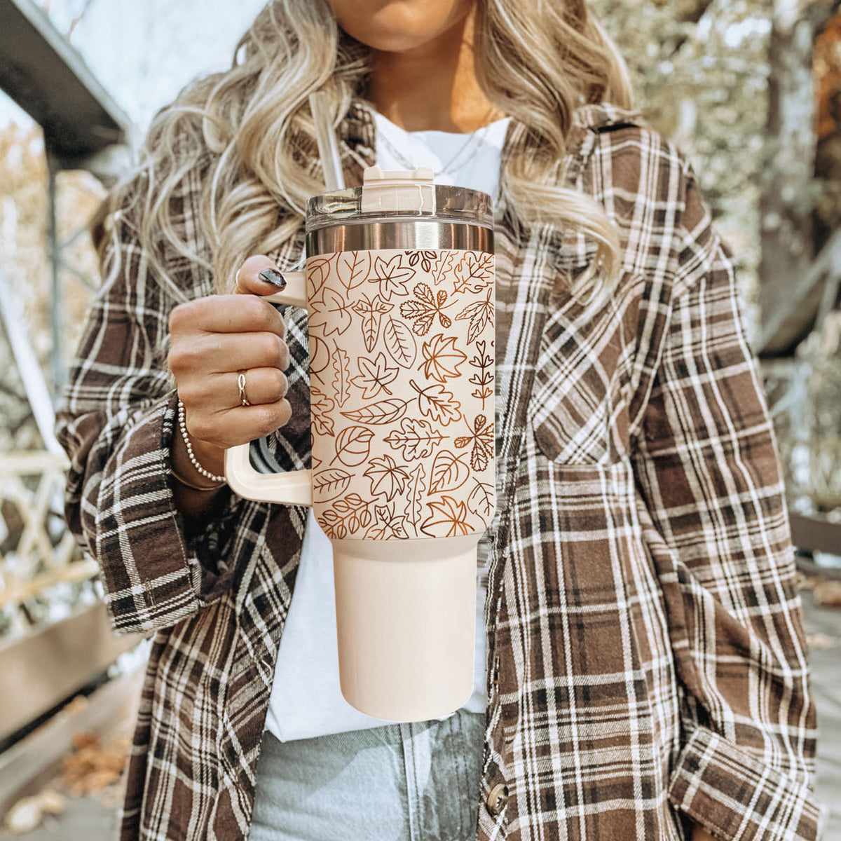 Fall Leaf 40oz Tumbler with Straw - Insulated Autumn Travel Cup