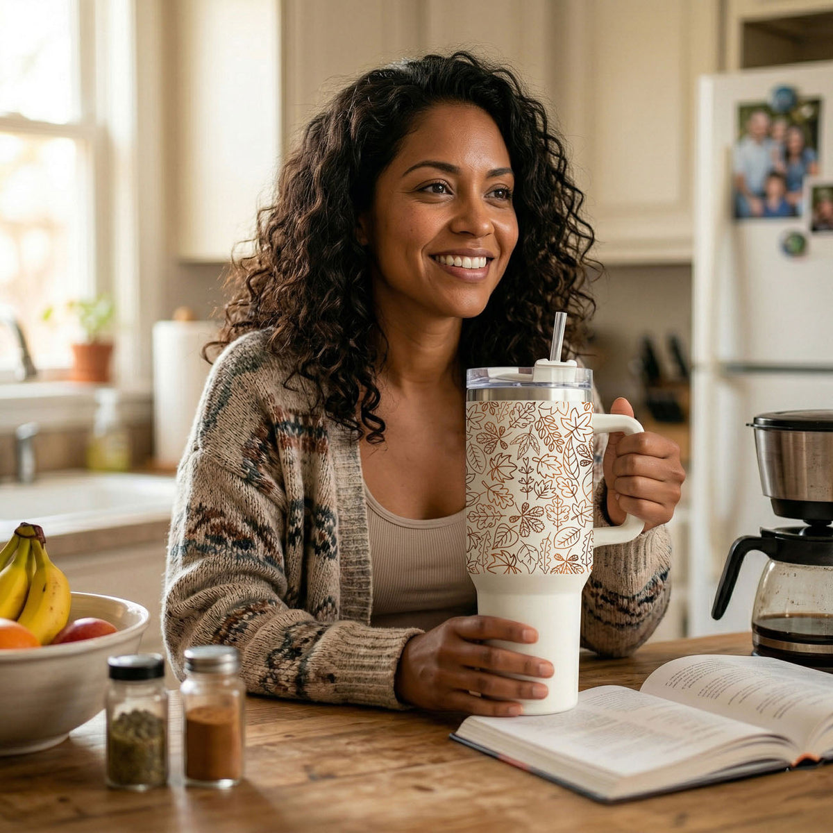 Fall Leaf 40oz Tumbler with Straw - Insulated Autumn Travel Cup