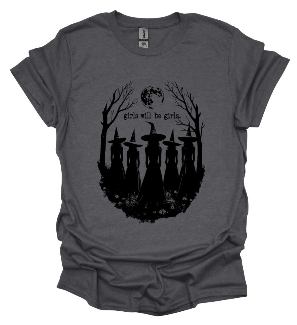 Witch -- Girls will be Girls - Charcoal T-Shirt