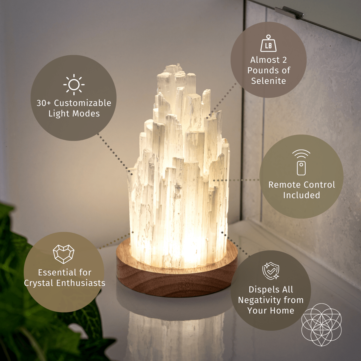 Selenite Lamp – 3 lb Healing Crystal Light, Ethically Sourced – Night Light